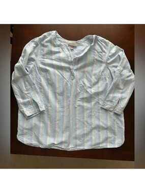 Blouse--Woman Within Blue Stripes